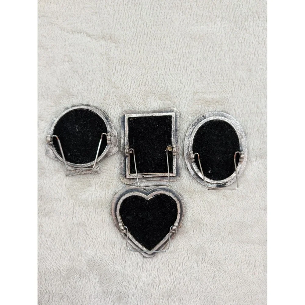 Vintage Landes Miniature Picture Frames Set of 4‎ Seashell Nautical Silver Tone